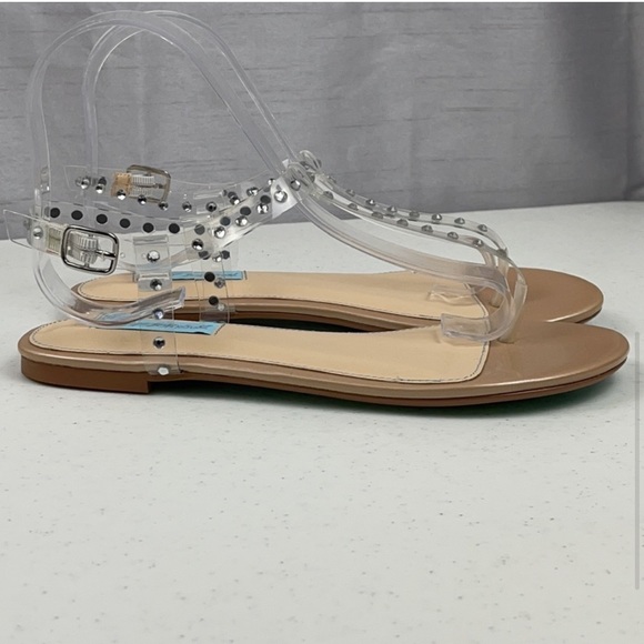 Betsy Johnson Studded Clear Flat Sandals - Picture 5 of 7